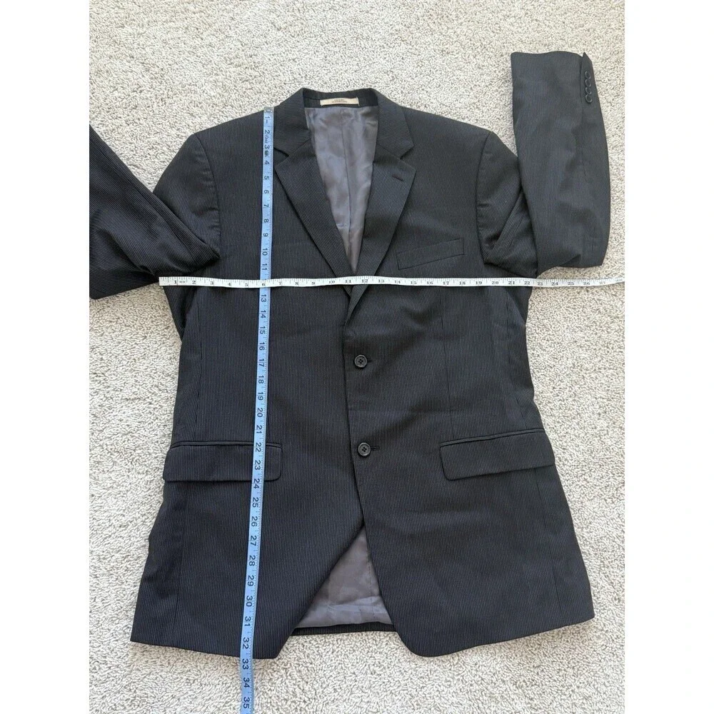 JOSEPH ABBOUD Mens‎ 100% Wool 42 L Blazer Sport Coat Two Button Black Pinstriped